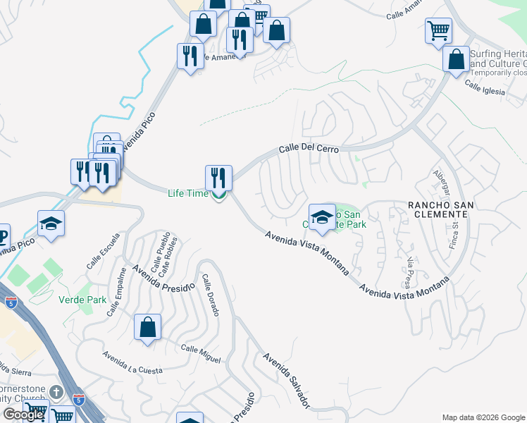 map of restaurants, bars, coffee shops, grocery stores, and more near 4 Puerto Royal in San Clemente