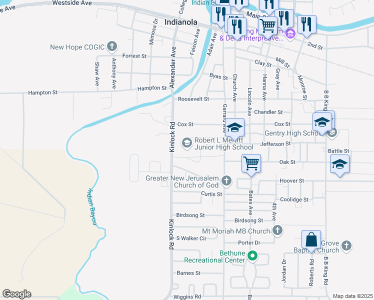 map of restaurants, bars, coffee shops, grocery stores, and more near 705 Kinlock Road in Indianola