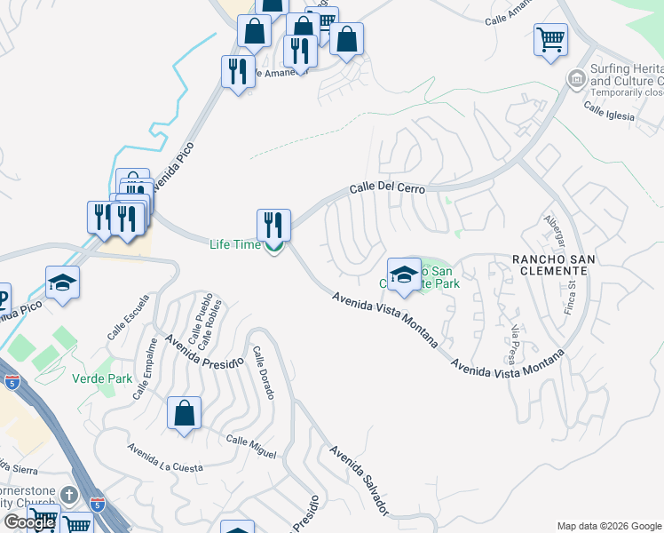 map of restaurants, bars, coffee shops, grocery stores, and more near 4 Puerto Royal in San Clemente
