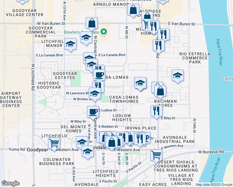 map of restaurants, bars, coffee shops, grocery stores, and more near 207 Loma Linda Boulevard in Avondale