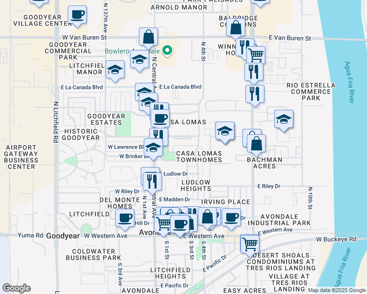 map of restaurants, bars, coffee shops, grocery stores, and more near 207 Loma Linda Boulevard in Avondale