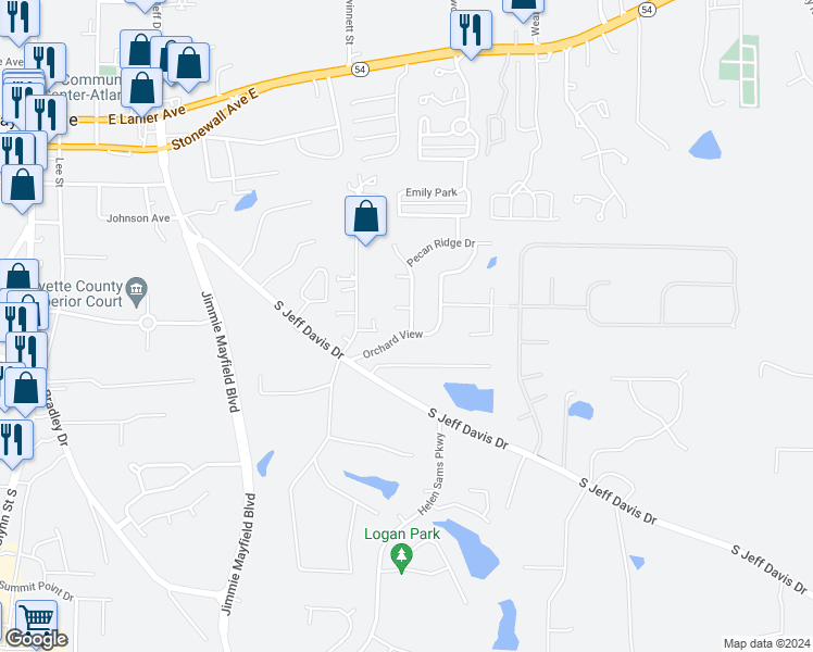map of restaurants, bars, coffee shops, grocery stores, and more near 130 Orchard View in Fayetteville