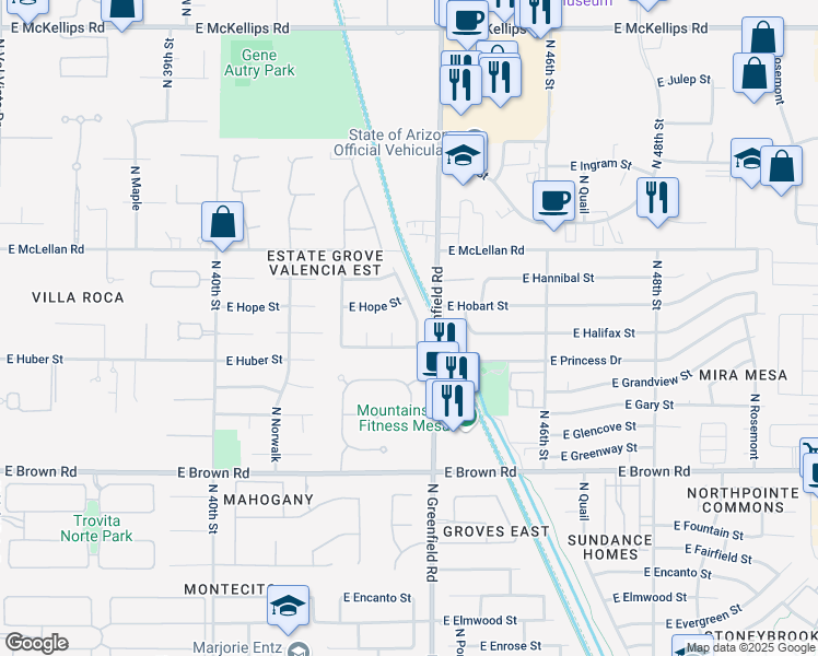 map of restaurants, bars, coffee shops, grocery stores, and more near in Maricopa County