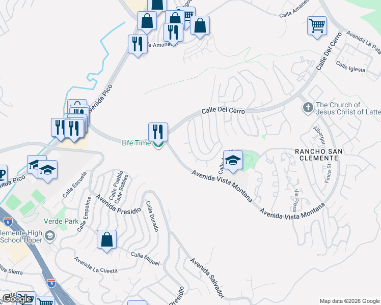 map of restaurants, bars, coffee shops, grocery stores, and more near 1 Puerto Royal in San Clemente