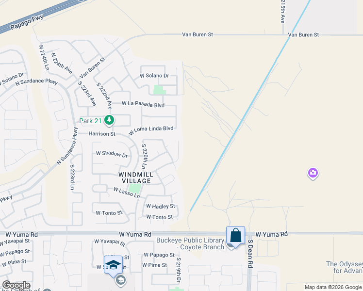 map of restaurants, bars, coffee shops, grocery stores, and more near 496 South 219th Drive in Buckeye