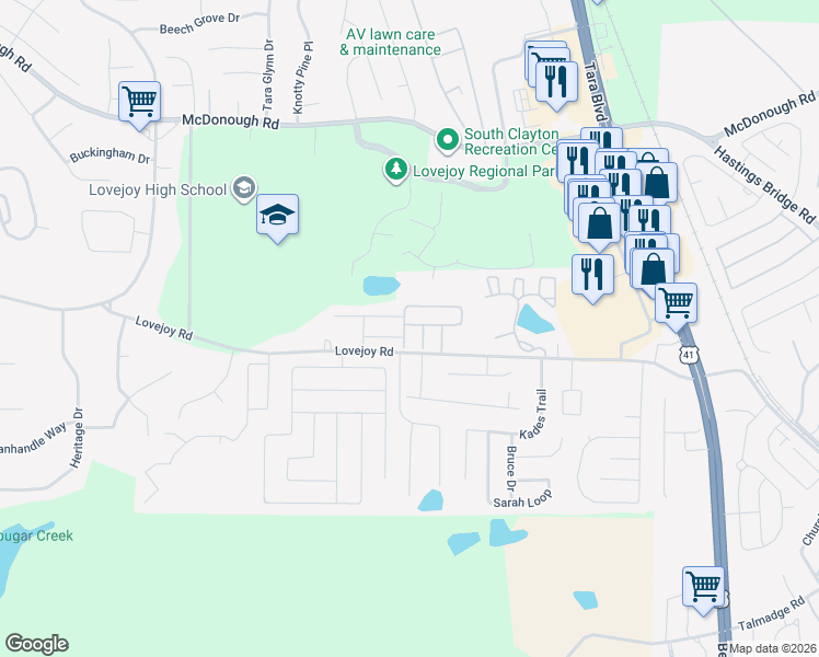 map of restaurants, bars, coffee shops, grocery stores, and more near 2123 Grove Way in Hampton
