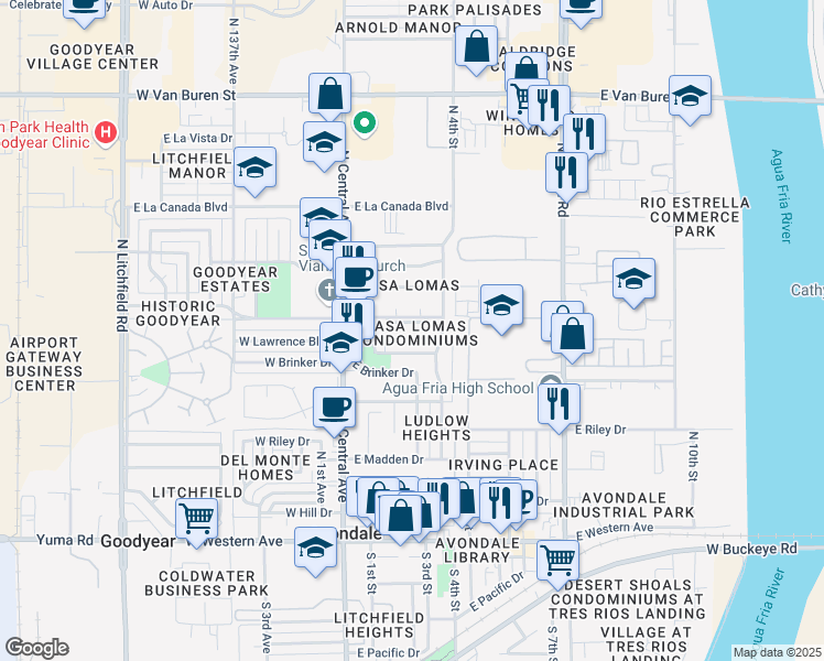 map of restaurants, bars, coffee shops, grocery stores, and more near 207 Loma Linda Boulevard in Avondale