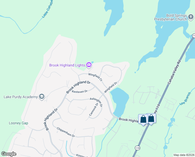 map of restaurants, bars, coffee shops, grocery stores, and more near 1535 Wingfield Court in Birmingham