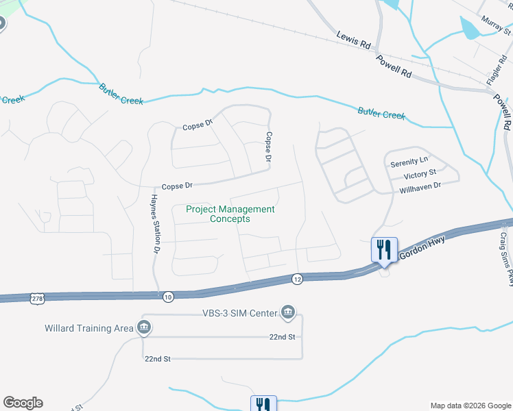 map of restaurants, bars, coffee shops, grocery stores, and more near 972 Hay Meadow Drive in Augusta