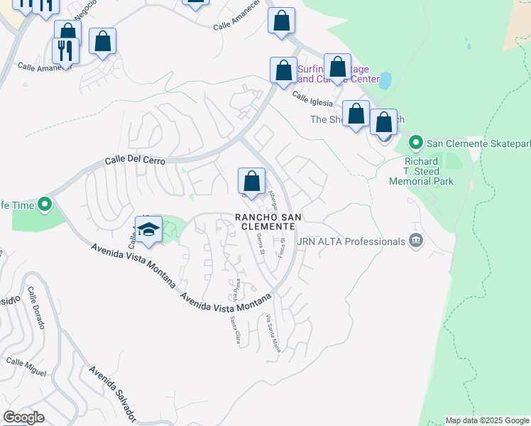 map of restaurants, bars, coffee shops, grocery stores, and more near 42 Albergar in San Clemente