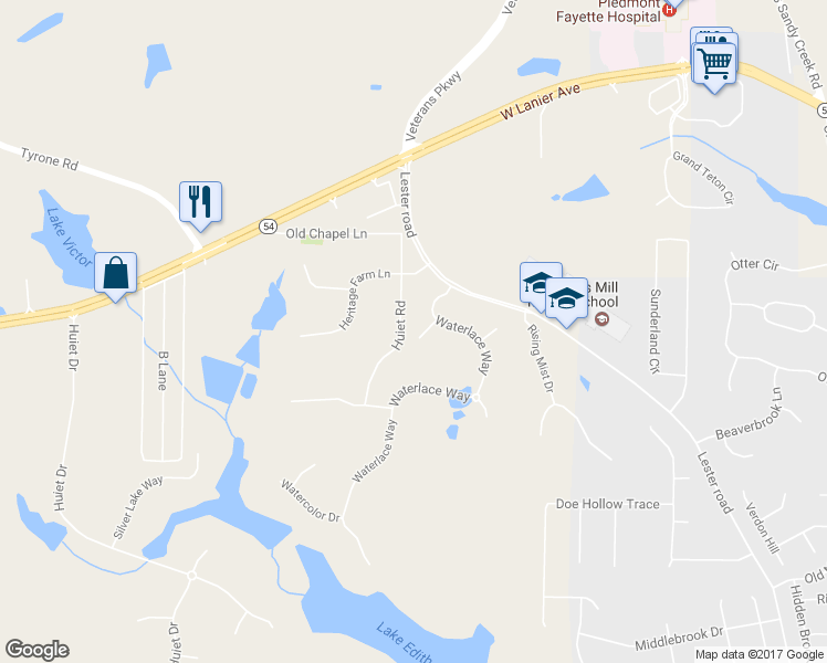 map of restaurants, bars, coffee shops, grocery stores, and more near 101 Cattail Court in Fayetteville
