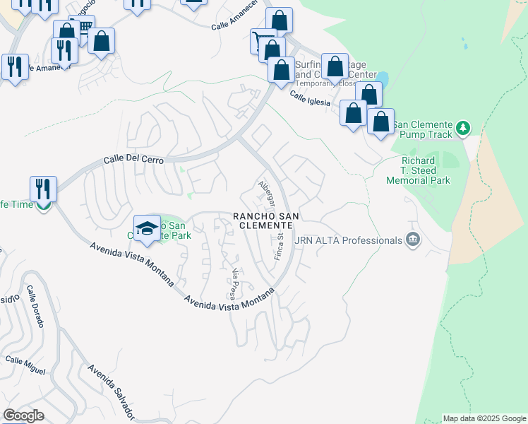 map of restaurants, bars, coffee shops, grocery stores, and more near 42 Albergar in San Clemente