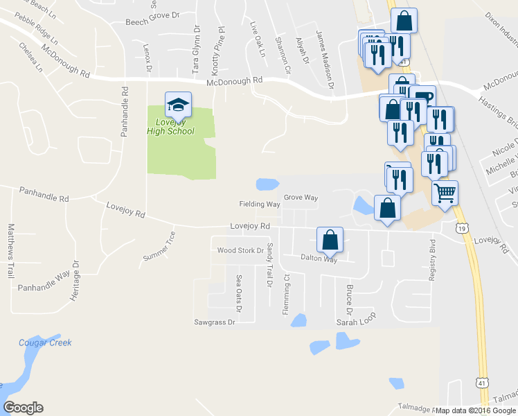 map of restaurants, bars, coffee shops, grocery stores, and more near 1761 Fielding Way in Hampton