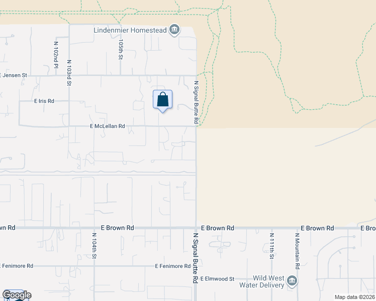 map of restaurants, bars, coffee shops, grocery stores, and more near 1505 North 107th Place in Mesa