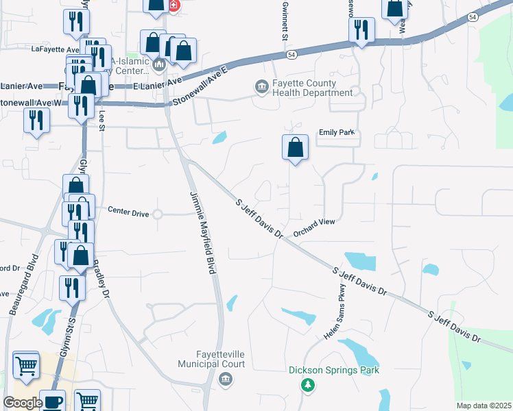 map of restaurants, bars, coffee shops, grocery stores, and more near 208 Clarendon Place in Fayetteville