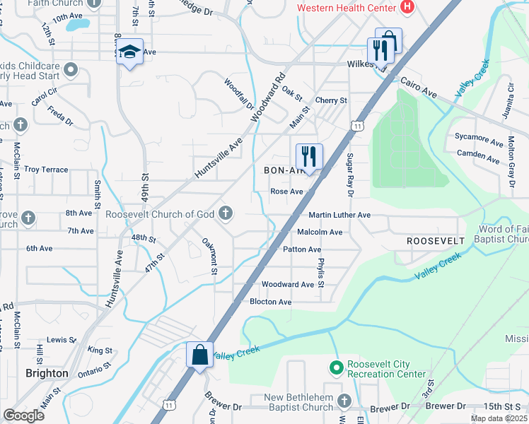 map of restaurants, bars, coffee shops, grocery stores, and more near 117 Bessemer Avenue in Brighton