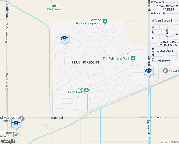 map of restaurants, bars, coffee shops, grocery stores, and more near 20001 West Harrison Street in Buckeye