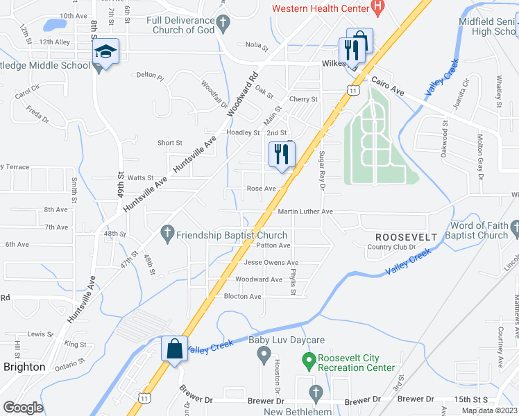map of restaurants, bars, coffee shops, grocery stores, and more near 213 Bessemer Avenue in Brighton