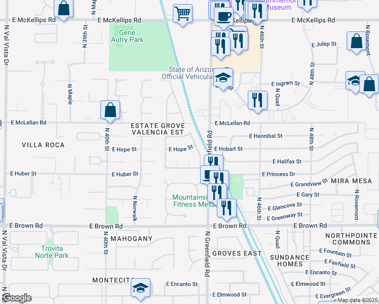 map of restaurants, bars, coffee shops, grocery stores, and more near in Maricopa County