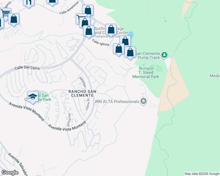 map of restaurants, bars, coffee shops, grocery stores, and more near 608 Del Dios in San Clemente