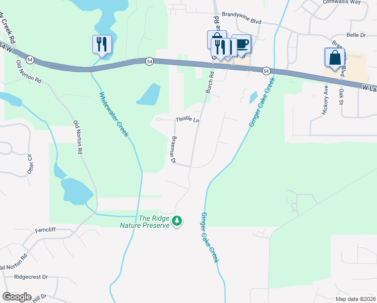 map of restaurants, bars, coffee shops, grocery stores, and more near 270 Burch Road in Fayetteville