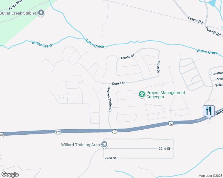 map of restaurants, bars, coffee shops, grocery stores, and more near 3036 Haynes Station Drive in Augusta