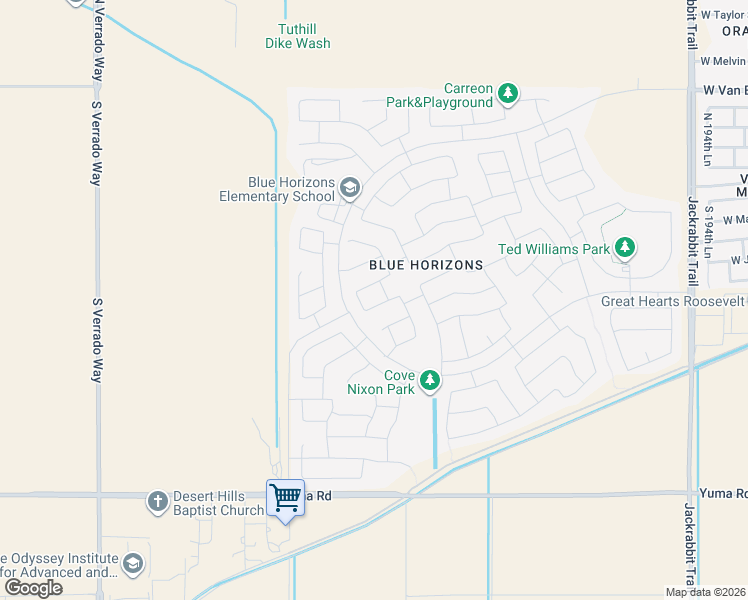 map of restaurants, bars, coffee shops, grocery stores, and more near 20132 West Harrison Street in Buckeye
