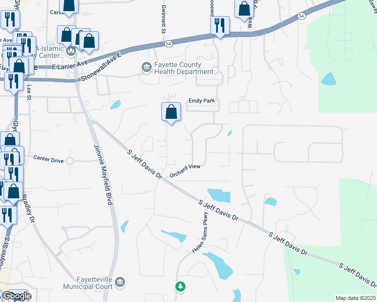 map of restaurants, bars, coffee shops, grocery stores, and more near 120 Oakview Trce in Fayetteville