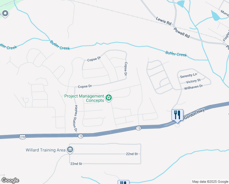 map of restaurants, bars, coffee shops, grocery stores, and more near 972 Hay Meadow Drive in Augusta