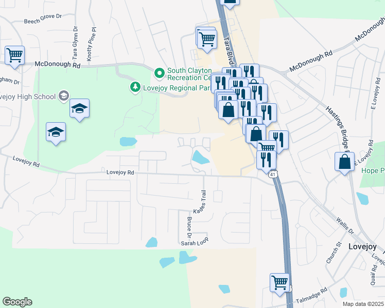 map of restaurants, bars, coffee shops, grocery stores, and more near 1992 Lovejoy Road in Hampton
