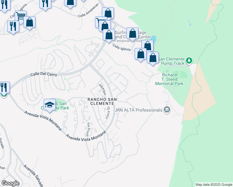 map of restaurants, bars, coffee shops, grocery stores, and more near 701 El Berro in San Clemente