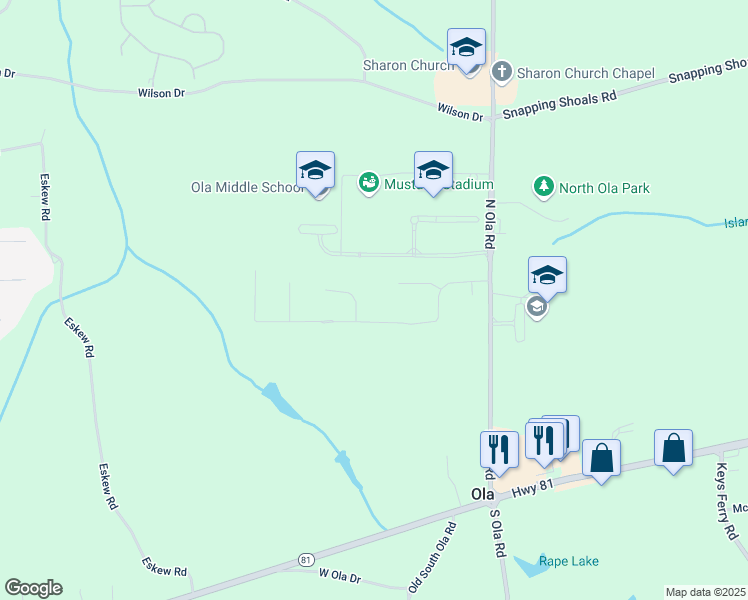 map of restaurants, bars, coffee shops, grocery stores, and more near 504 Liverpool Drive in McDonough