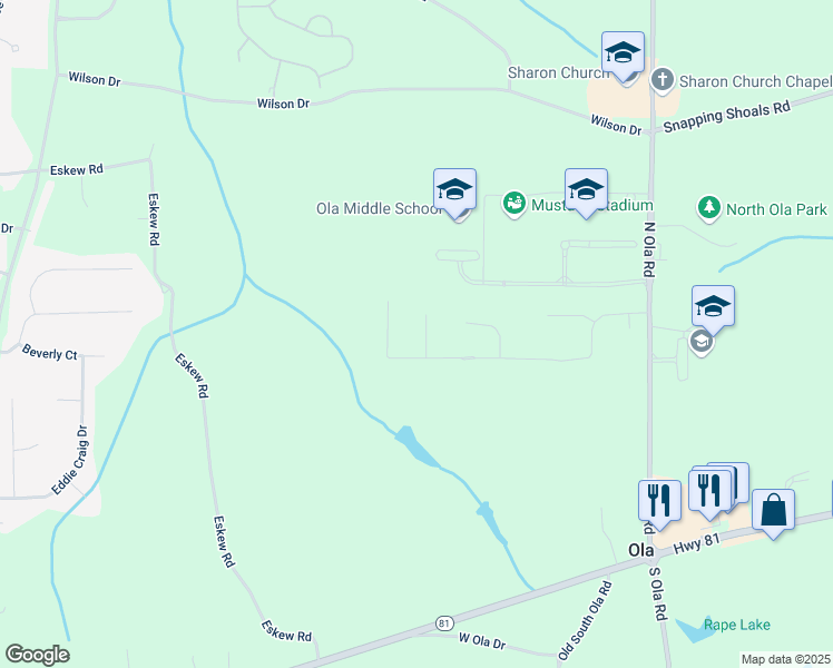 map of restaurants, bars, coffee shops, grocery stores, and more near 609 Turnbill Drive in McDonough