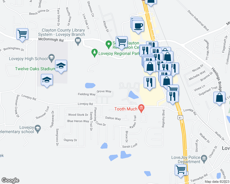 map of restaurants, bars, coffee shops, grocery stores, and more near 1958 Grove Way in Hampton