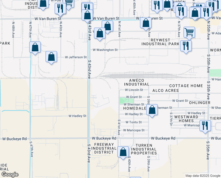 map of restaurants, bars, coffee shops, grocery stores, and more near in Phoenix