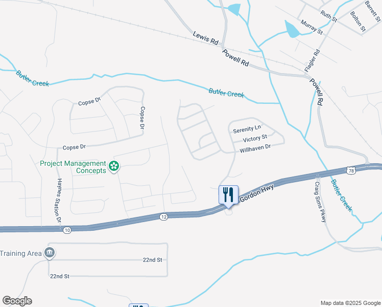 map of restaurants, bars, coffee shops, grocery stores, and more near 2789 Huntcliffe Drive in Grovetown
