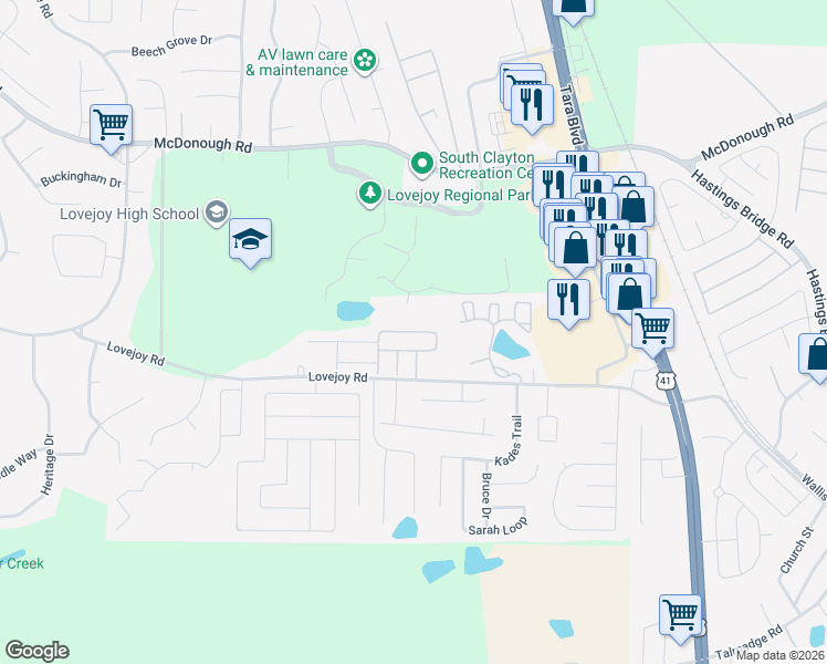 map of restaurants, bars, coffee shops, grocery stores, and more near Grove Way in Hampton