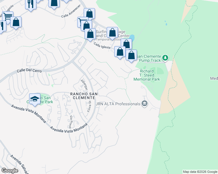 map of restaurants, bars, coffee shops, grocery stores, and more near 608 Del Dios in San Clemente