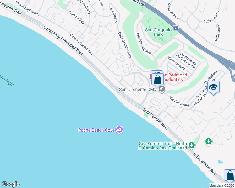 map of restaurants, bars, coffee shops, grocery stores, and more near 35767 Beach Road in Dana Point