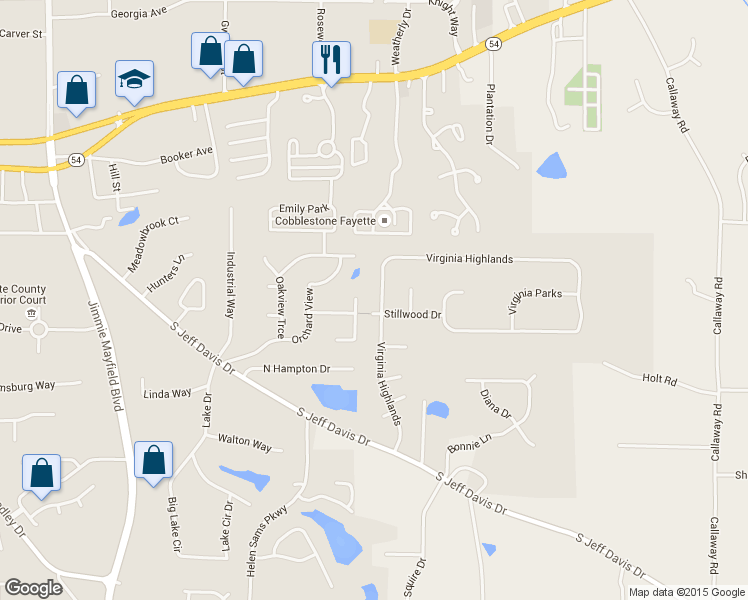 map of restaurants, bars, coffee shops, grocery stores, and more near 290 Virginia Highlands in Fayetteville