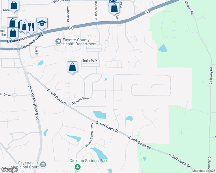 map of restaurants, bars, coffee shops, grocery stores, and more near 110 Hibiscus Trail in Fayetteville