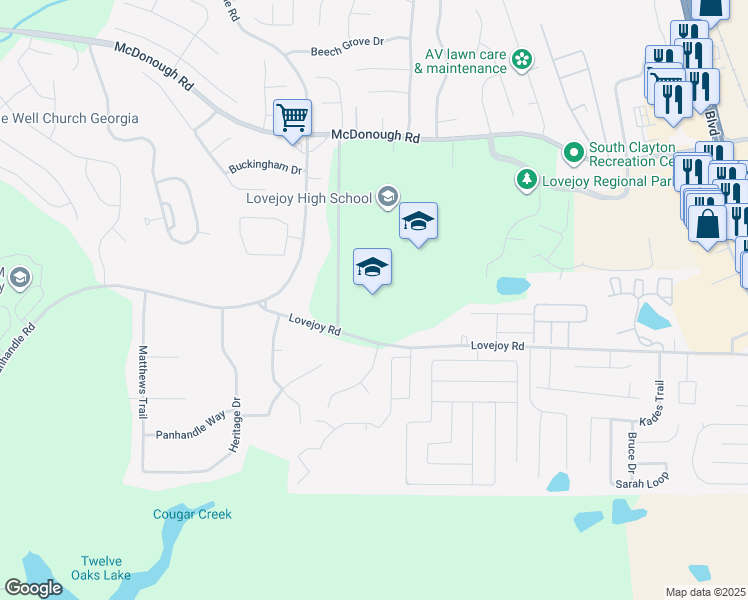 map of restaurants, bars, coffee shops, grocery stores, and more near 1588 Lovejoy Road in Hampton