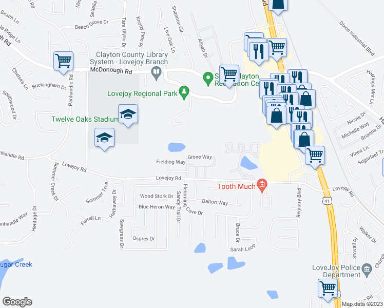 map of restaurants, bars, coffee shops, grocery stores, and more near 1818 Grove Way in Hampton