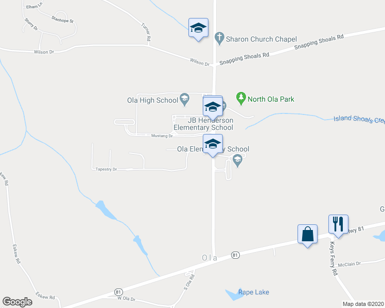 map of restaurants, bars, coffee shops, grocery stores, and more near 119 Tapestry Drive in McDonough