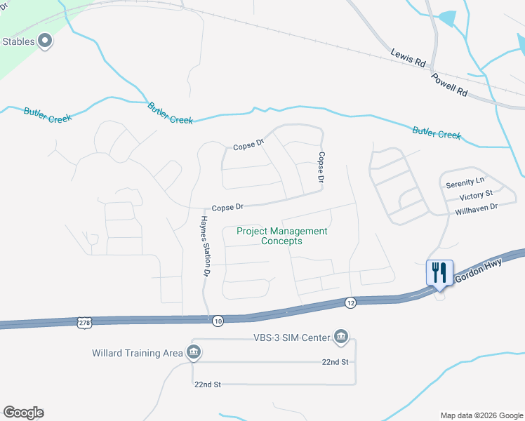 map of restaurants, bars, coffee shops, grocery stores, and more near 5309 Copse Drive in Grovetown