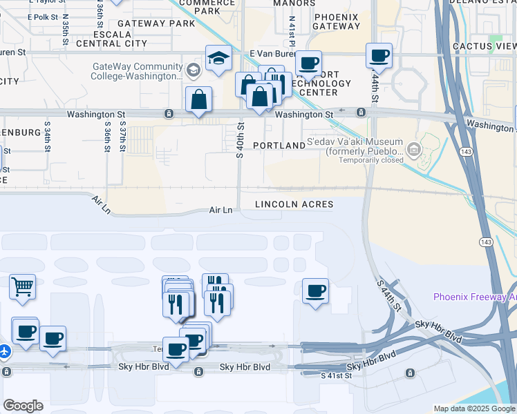 map of restaurants, bars, coffee shops, grocery stores, and more near 4020 Air Lane in Phoenix