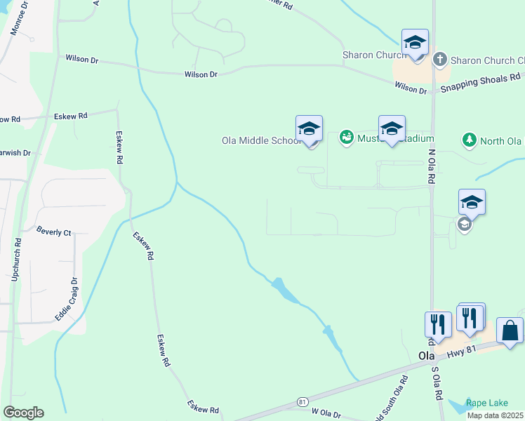 map of restaurants, bars, coffee shops, grocery stores, and more near 245 Tapestry Drive in McDonough