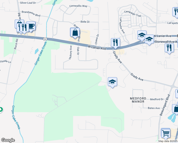 map of restaurants, bars, coffee shops, grocery stores, and more near 320 Oak Street in Fayetteville