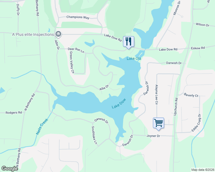 map of restaurants, bars, coffee shops, grocery stores, and more near 224 Allie Drive in McDonough