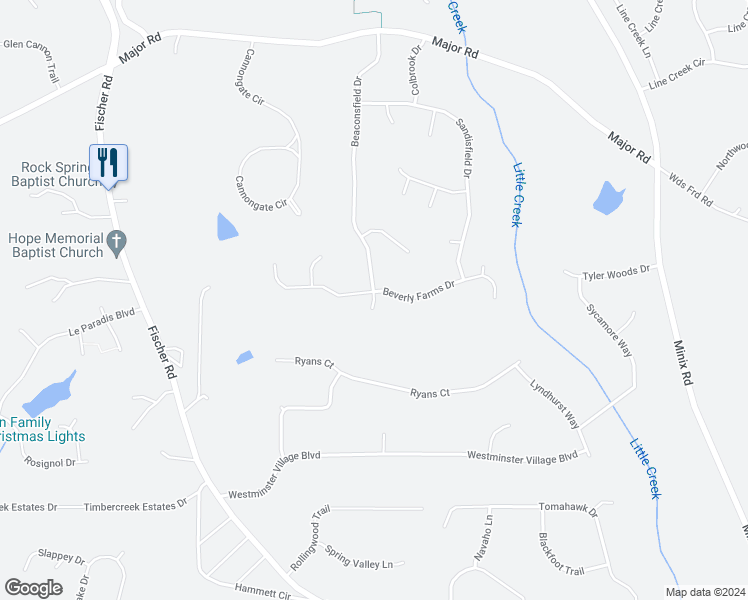 map of restaurants, bars, coffee shops, grocery stores, and more near Beaconsfield in Sharpsburg